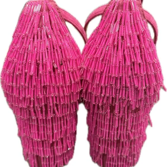 Pink Fringe Women's Heels - Picture 7 of 8